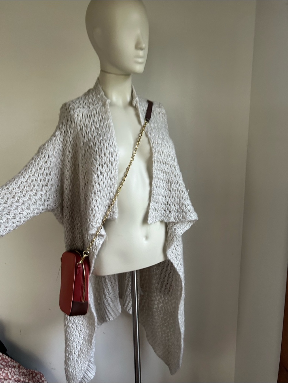 Confess S Open-Front Chunky drape Knit waterfall Cardigan Sweater - White